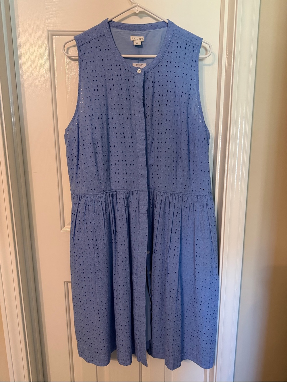 J. Crew Sleeveless Eyelet Shirt Dress in Periwinkle